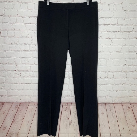CALVIN KLEIN Womens Black Front Pleat Straight Leg Trousers Career Pants Size 10 - Picture 1 of 9